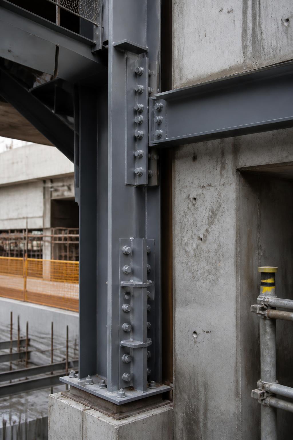 Steel connection detail on a live construction project